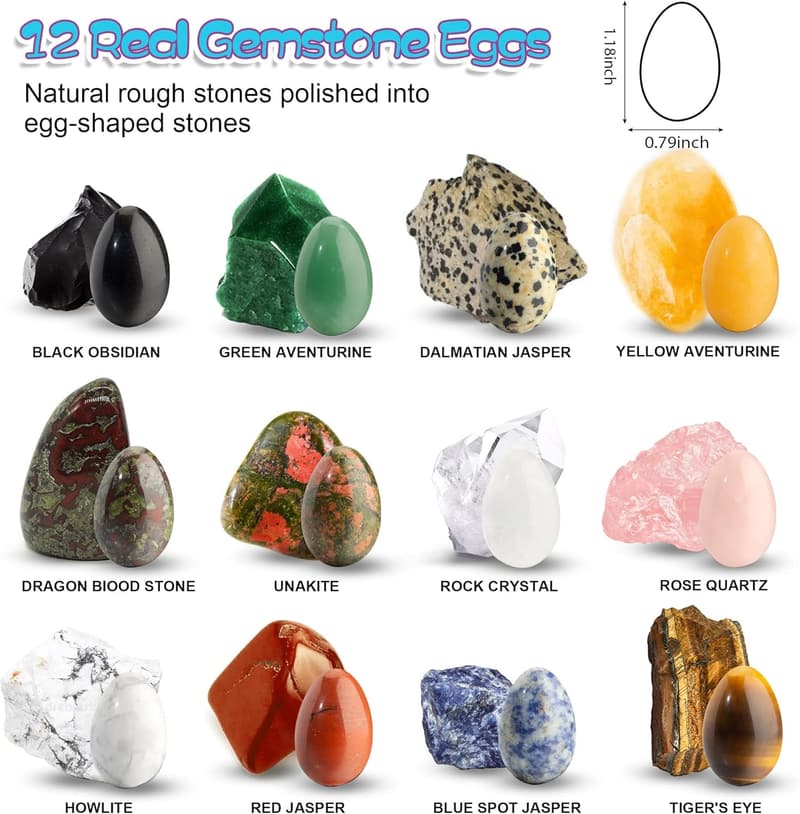 Easter Basket Stuffers: 12 Gem Crystal Eggs Collection
