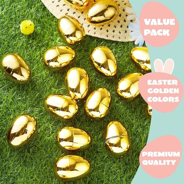 Gold Fillable Easter Eggs - 72 Pack for Hunts and Parties