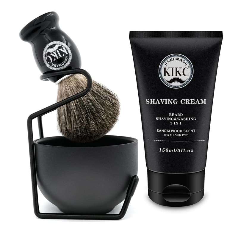 Deluxe Wet Shaving Kit with Badger Brush & Stainless Bowl