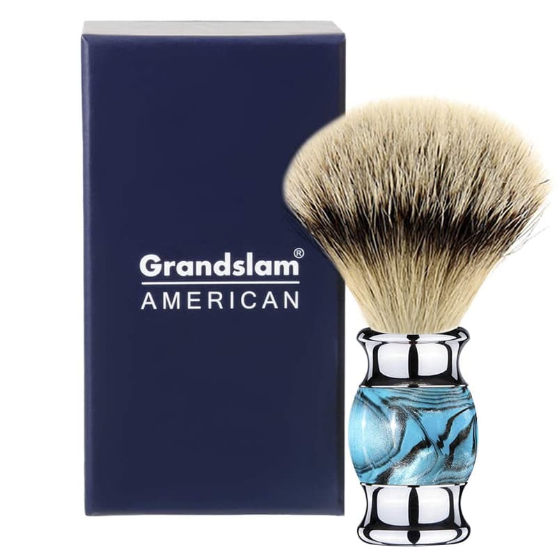 Blue Badger Shaving Brush with Resin Handle - Ultimate Shaving Tool