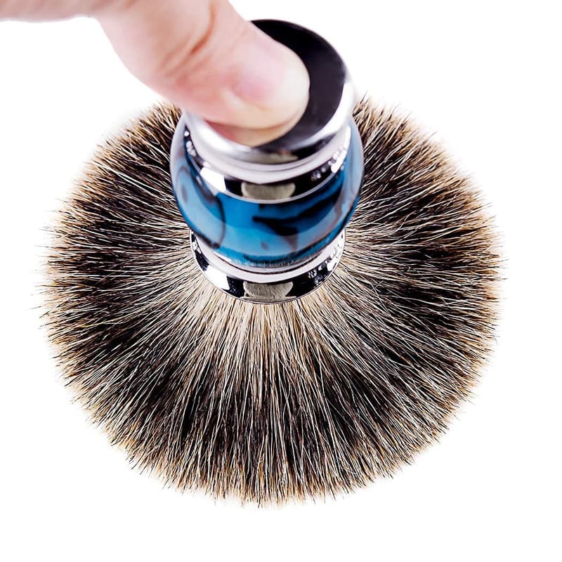 Blue Badger Shaving Brush with Resin Handle - Ultimate Shaving Tool