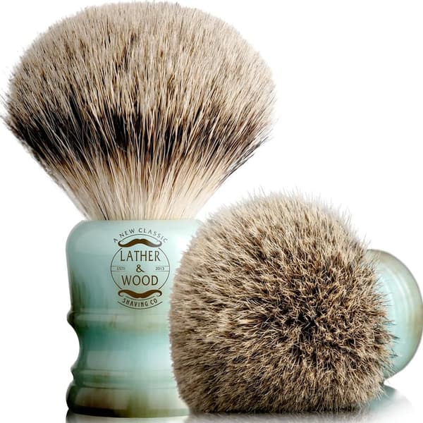 Premium Badger Hair Shaving Brush for Men with Blue Agate Handle