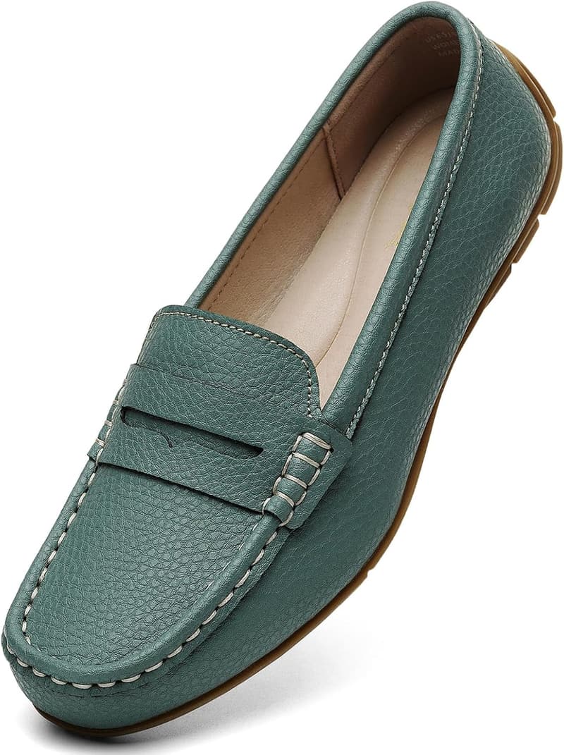 Women's Lightweight Leather Penny Loafers for Casual or Work