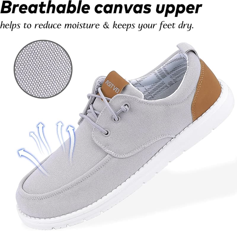 Men's Wide Canvas Loafers - Slip-On Casual Dress Shoes