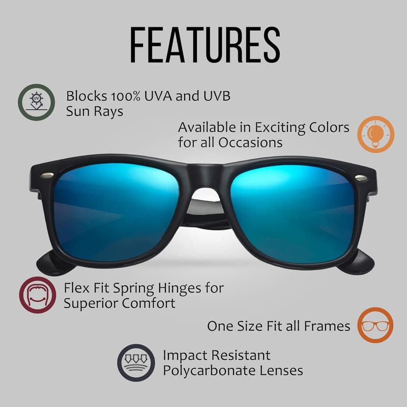 Unisex 80's Retro UV Sunglasses - 10 Pack with Flex Hinges