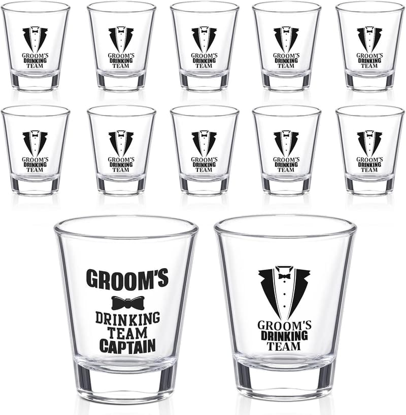 Groomsmen Shot Glasses - Set of 12 for Wedding Party