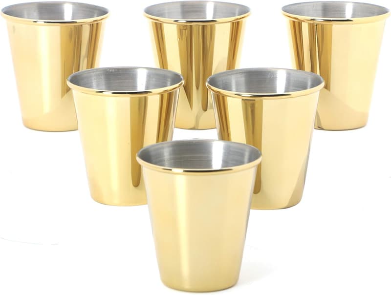 Groomsmen Gift: Set of 6 Gold Stainless Steel Shot Glasses