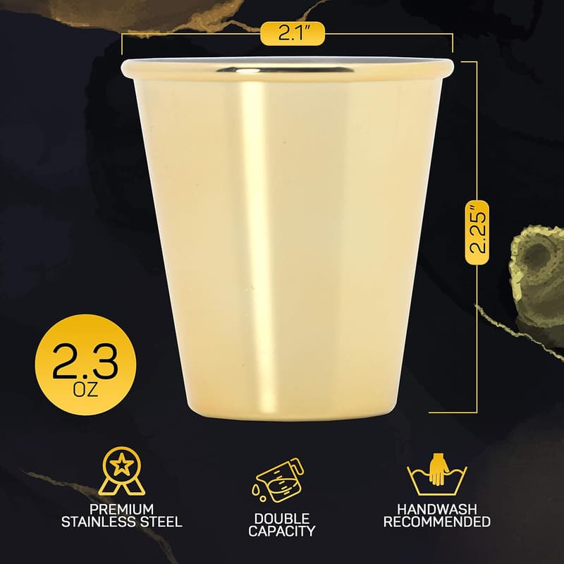 Groomsmen Gift: Set of 6 Gold Stainless Steel Shot Glasses