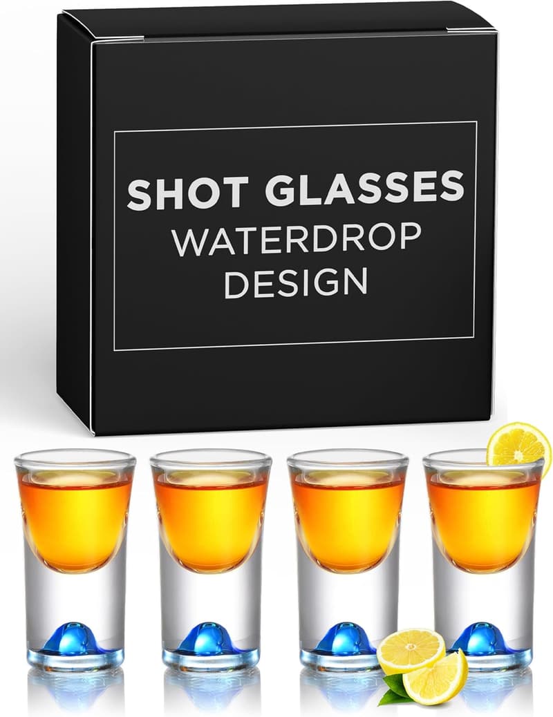 Waterdrop Design Shot Glass Set - 4 Glasses - Perfect for Groomsmen