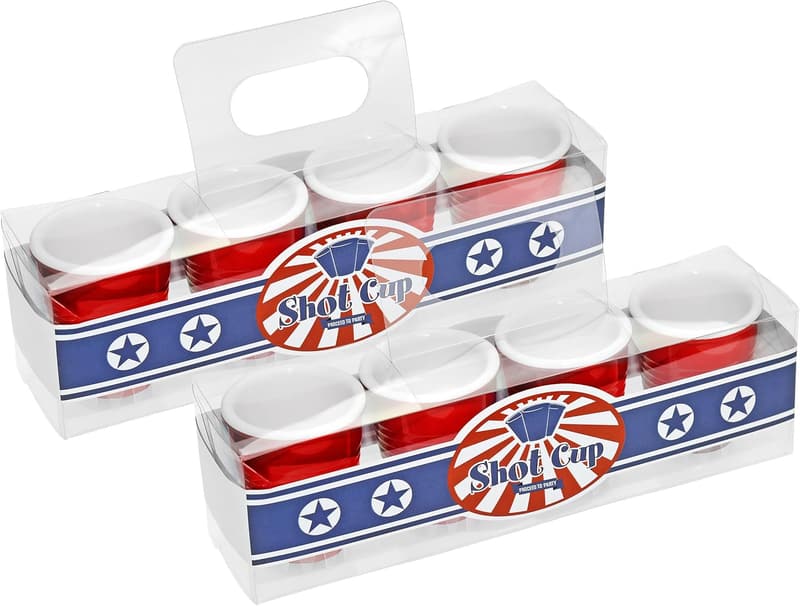 Red Plastic Shot Glasses Set of 4 for Parties and Gatherings