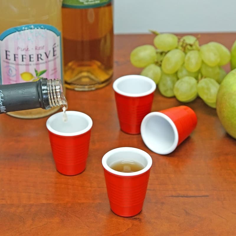 Red Plastic Shot Glasses Set of 4 for Parties and Gatherings
