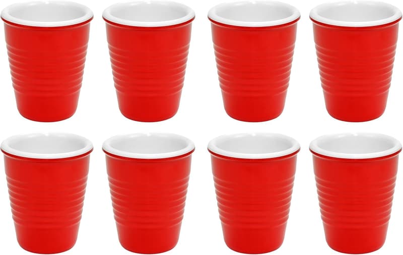 Red Plastic Shot Glasses Set of 4 for Parties and Gatherings