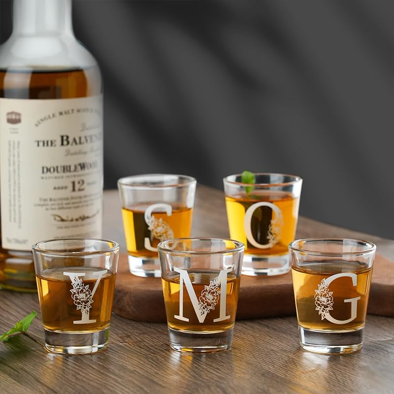 Funny Initial Shot Glass with Heavy Base - 1.5 oz Gift for All