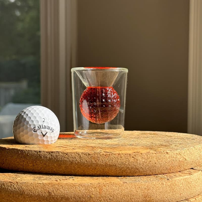 Handmade Golf Ball Shot Glass Set - 4 Double-Walled Glasses