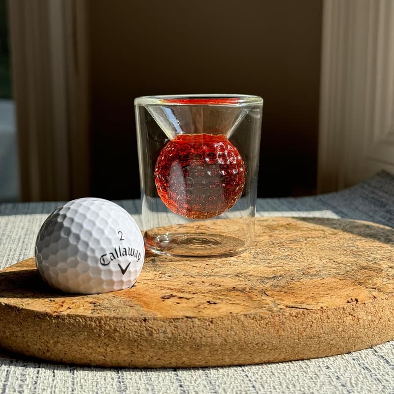 Handmade Golf Ball Shot Glass Set - 4 Double-Walled Glasses