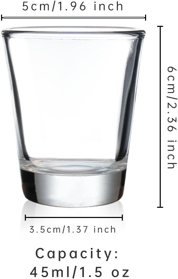 Clear 1.5 oz Shot Glass Set with Heavy Base (6 Pack)