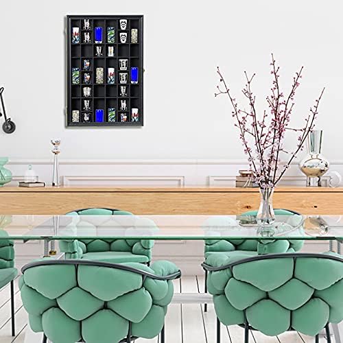 Wall-Mounted Shot Glass Display Case with Lockable Acrylic Door