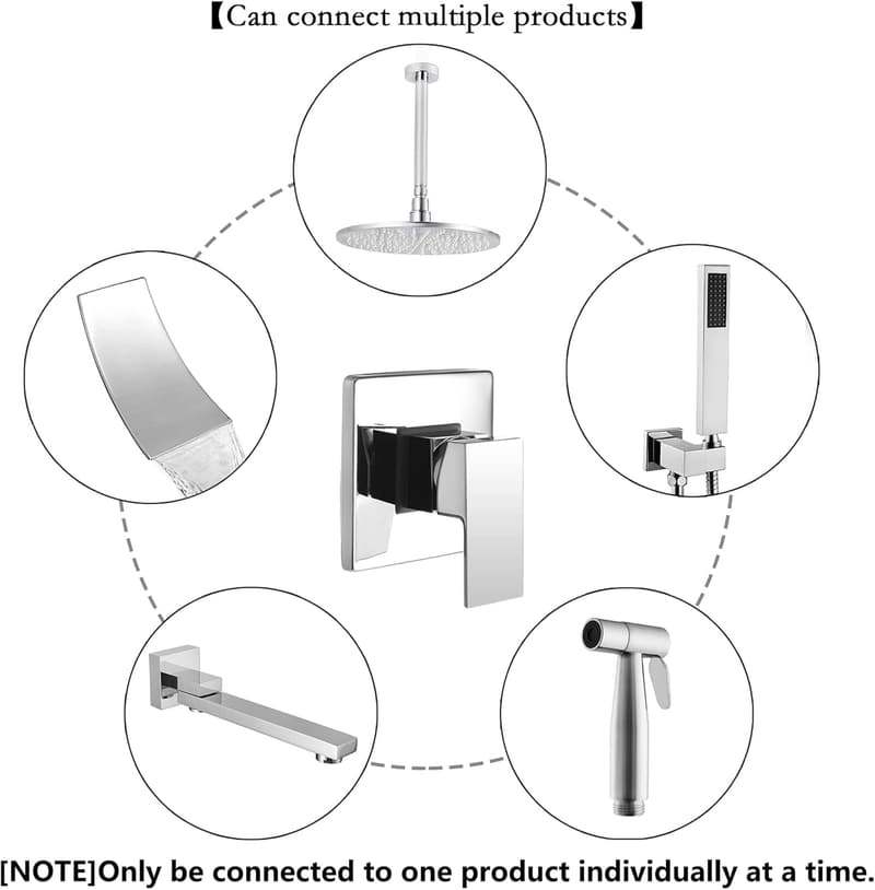 Wall-Mount Brass Shower Valve Control Kit in Polished Chrome