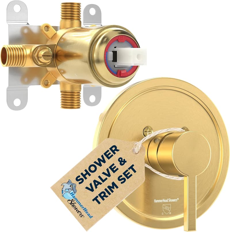 Brushed Gold Single-Handle Shower Trim Kit with Valve Control
