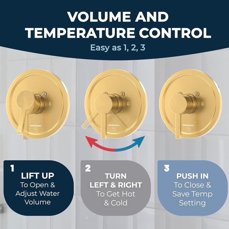 Brushed Gold Single-Handle Shower Trim Kit with Valve Control