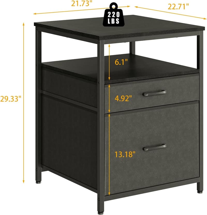 Heavy-Duty Mini Fridge Stand with 3 Storage Shelves, Black