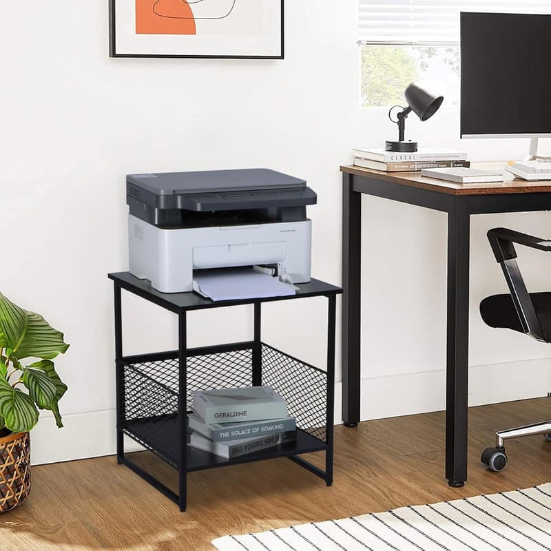 Square End Table with 2-Tier Storage, Set of 2