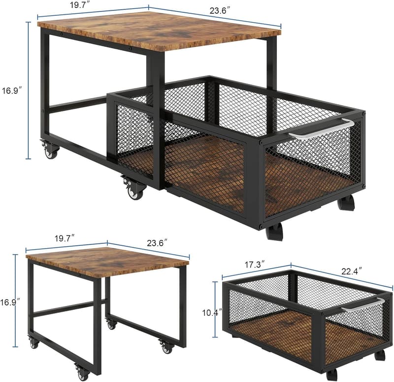 Mini Fridge Stand with Lockable Wheels - Heavy-Duty Storage Cart