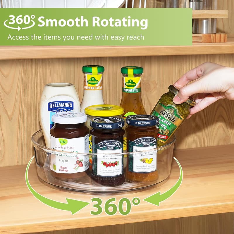 10-Inch Clear Lazy Susan Organizer with Handles