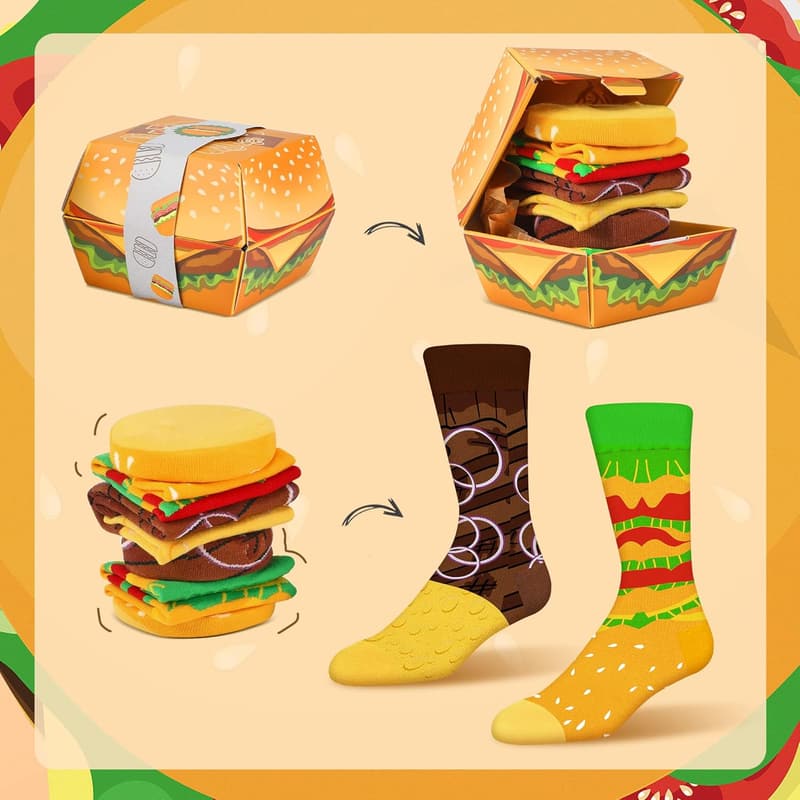 Easter Birthday Gag Socks – Funny Burger & Taco Design for Men