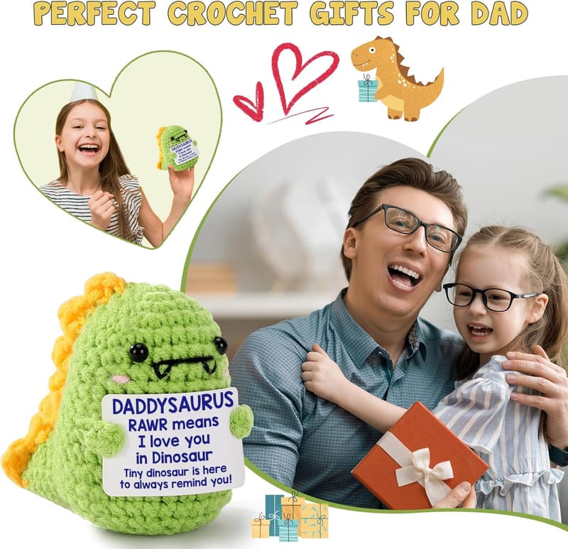 Handmade Crochet Dinosaur Gift for Father's Day