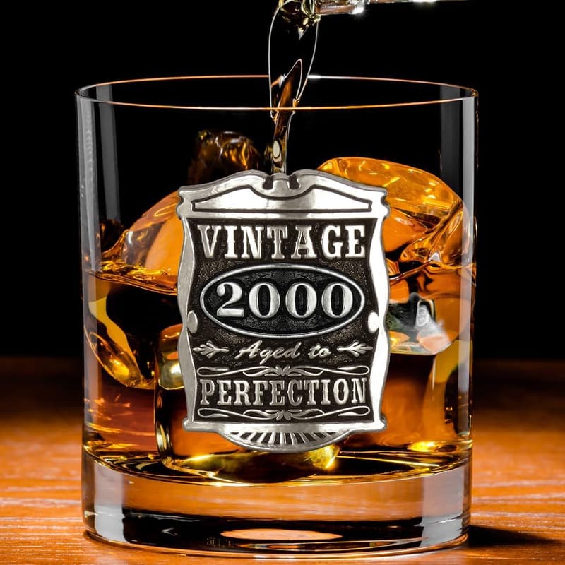 25th Anniversary Vintage Whisky Rocks Glass for Men