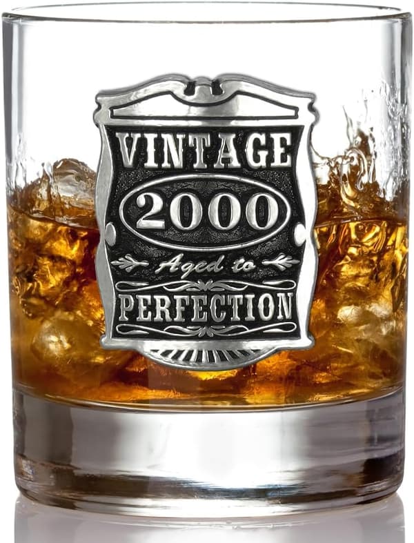 25th Anniversary Vintage Whisky Rocks Glass for Men