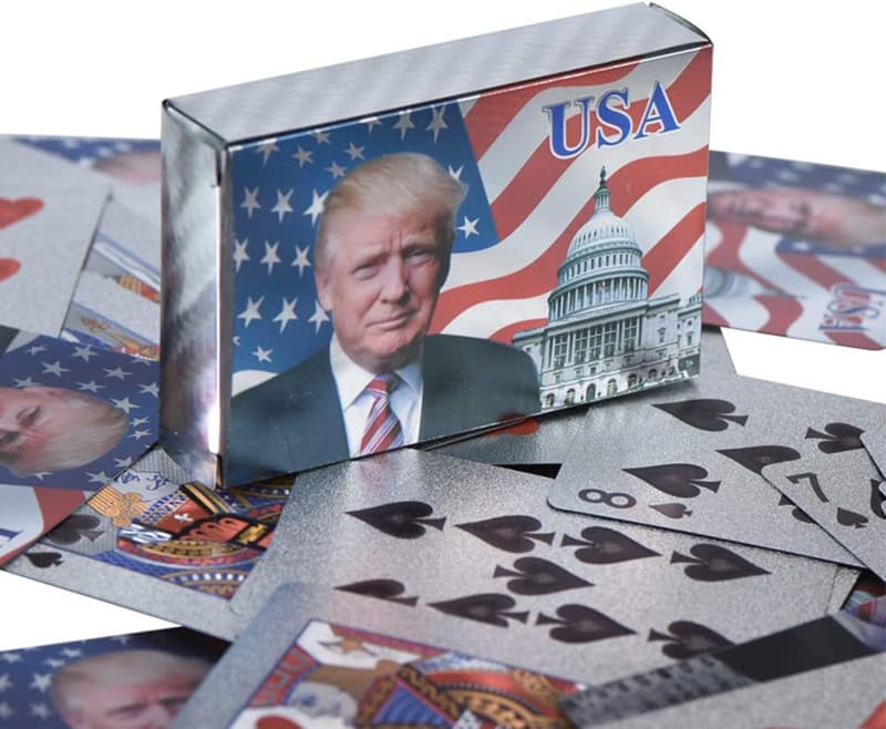 Silver-Plated Donald Trump Playing Cards - Waterproof Poker Deck