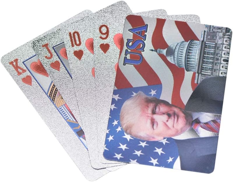 Silver-Plated Donald Trump Playing Cards - Waterproof Poker Deck