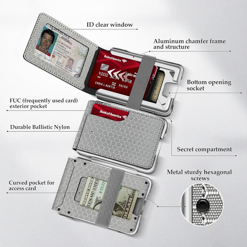Tactical Bifold Wallet with Metal RFID Blocking for Men