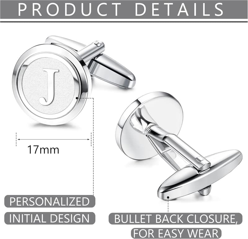 Personalized Gold Initial Cufflinks for Men - Gift for Groom