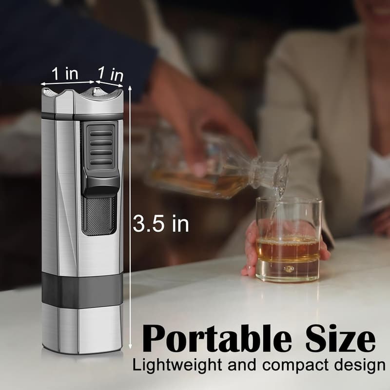 Multi-Function Windproof Torch Lighter Set for Men - Silver