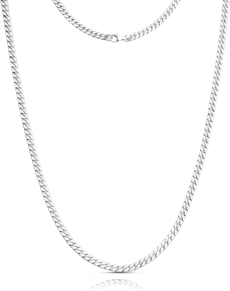 Men's Stainless Steel Herringbone Chain Necklace - 20/22 Inch