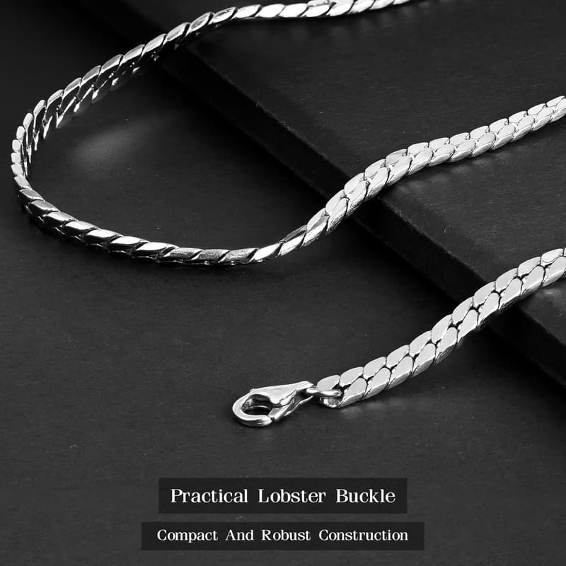 Men's Stainless Steel Herringbone Chain Necklace - 20/22 Inch
