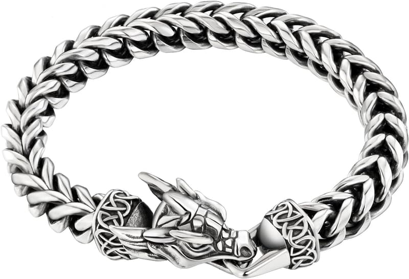 Viking Dragon Bracelet for Men - 316L Stainless Steel Chain