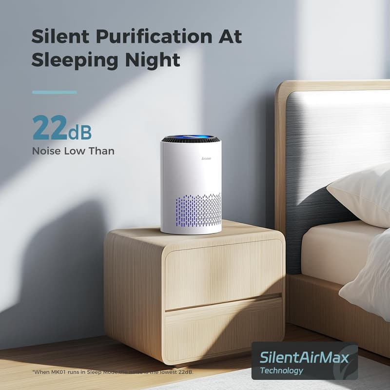 AROEVE Air Purifiers for Bedroom - Smoke & Pollen Cleaner