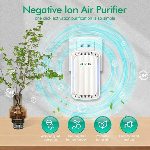 Portable Negative Ion Air Purifiers - 4 Pack for Home & Office