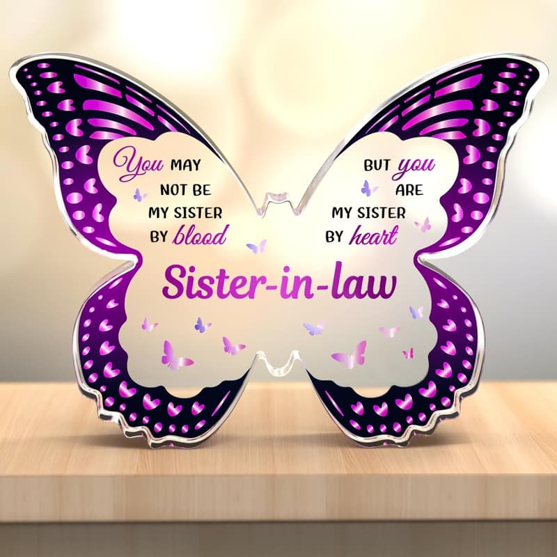 Birthday Gift for Sister-in-Law - Butterfly Acrylic Plaque