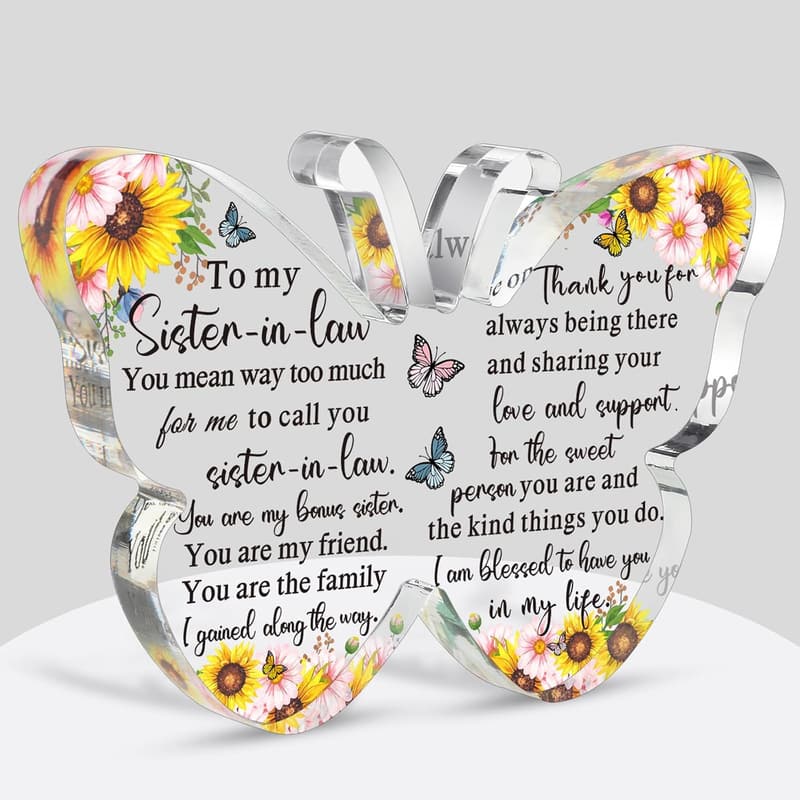Sister-in-Law Birthday Gift - Acrylic Butterfly Sign