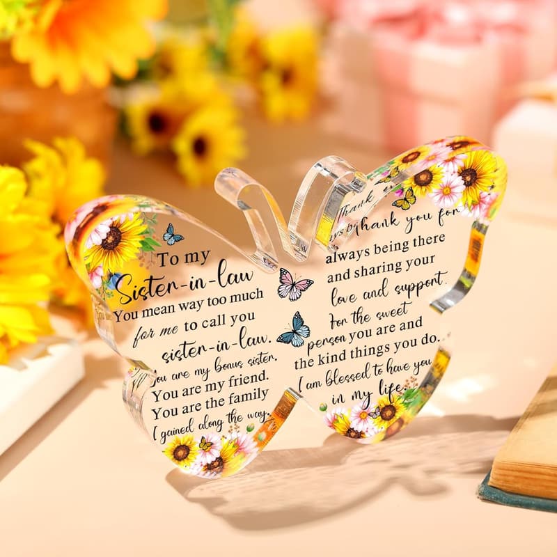 Sister-in-Law Birthday Gift - Acrylic Butterfly Sign
