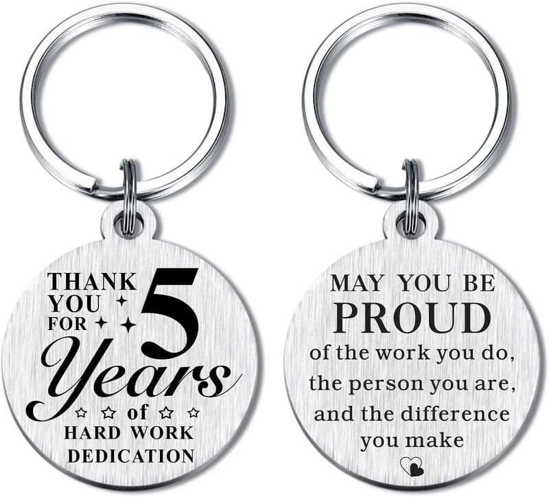 5th Work Anniversary Keychain Gift for Employees