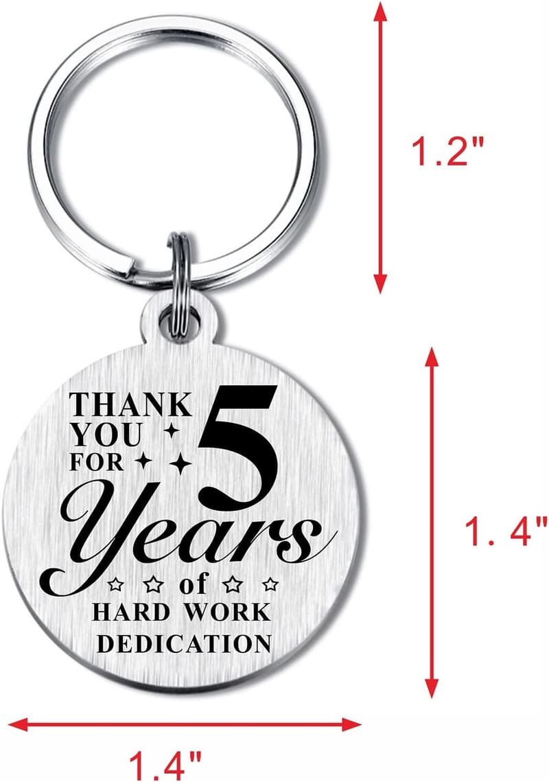 5th Work Anniversary Keychain Gift for Employees