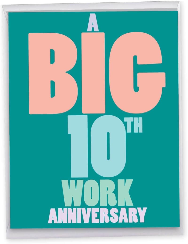 10th Work Anniversary Jumbo Card - Big Congratulations for Employees