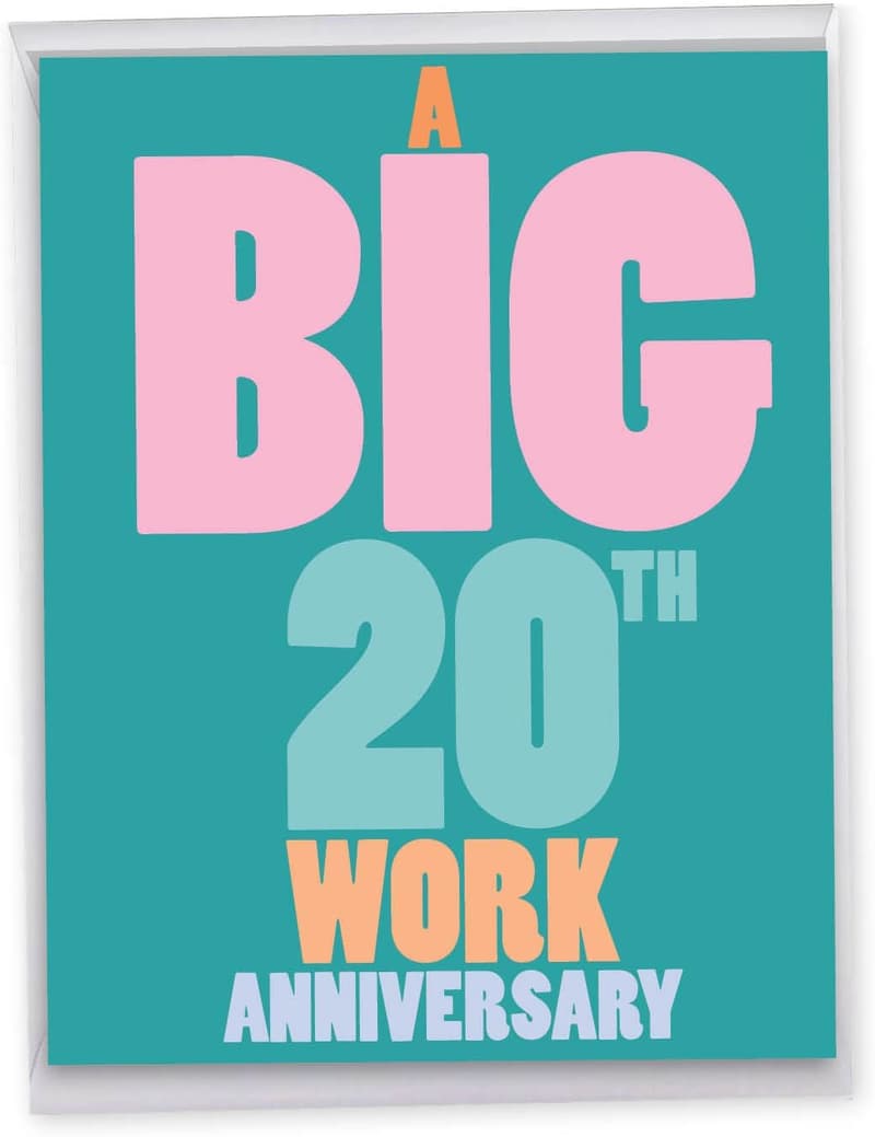 20th Work Anniversary Jumbo Card - 8.5 x 11 Inch Notecard