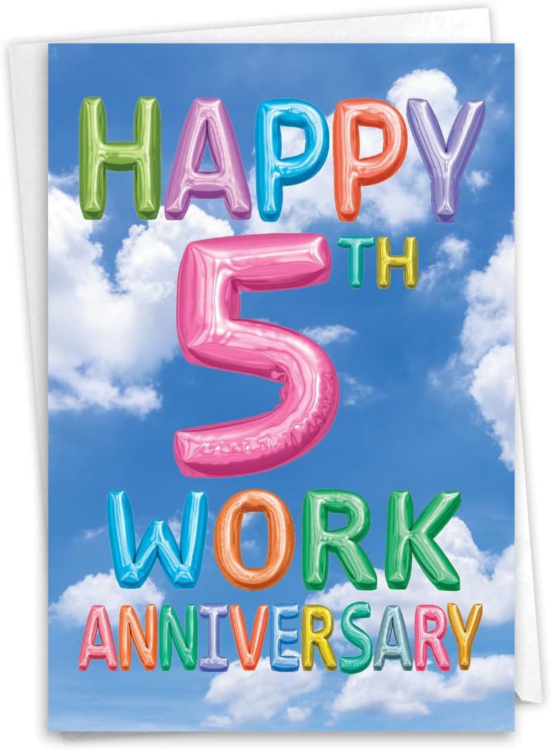 5th Anniversary Milestone Card for Co-Workers with Envelope